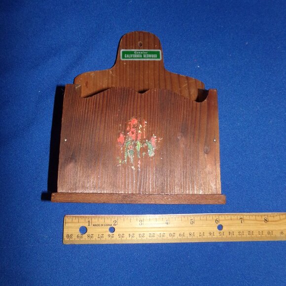 Vintage Authentic California Redwood Napkin Holder Note Box - Picture 8 of 8